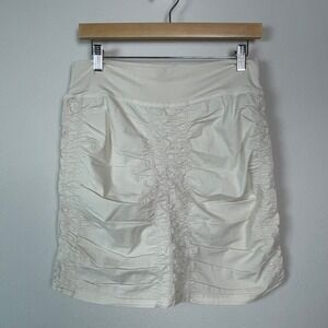 XCVI Wearables The Trace Skirt Ruched Mini Skirt Cream Off White Womens Medium‎